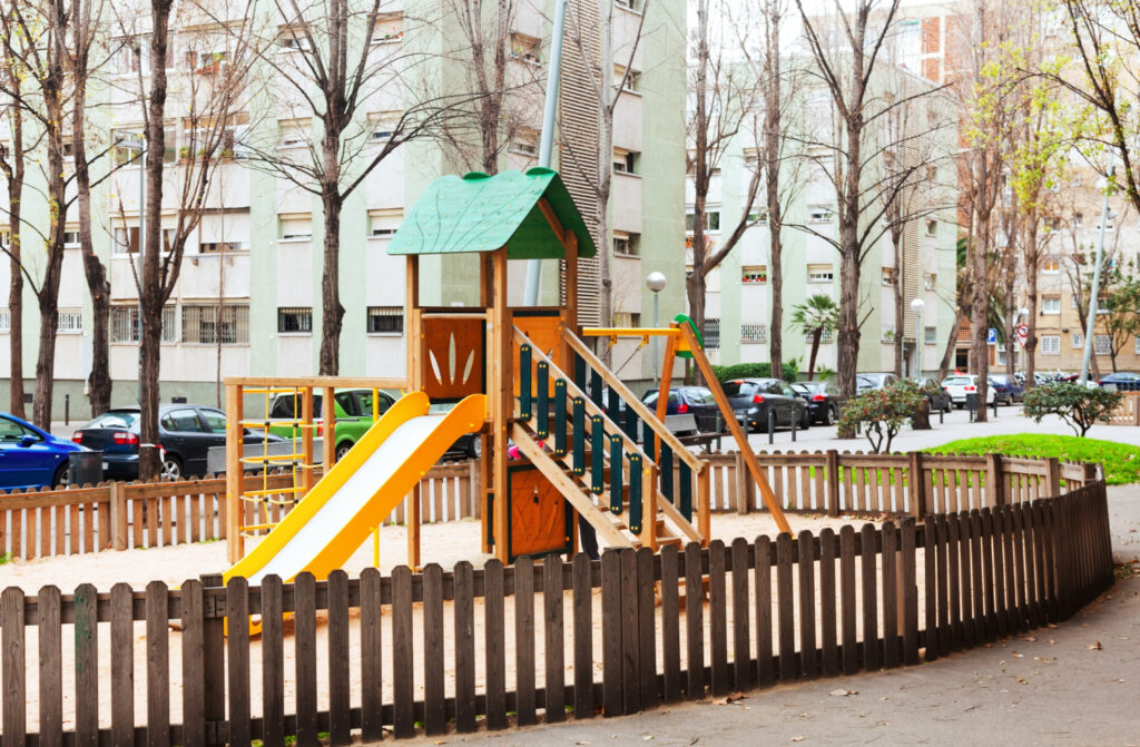 wooden playground area