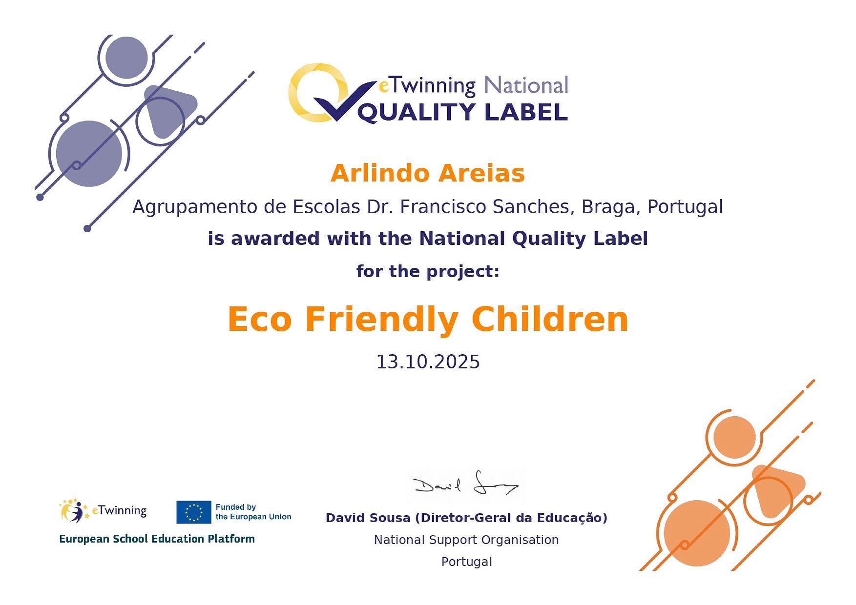 eTwinning awards of the Eco-friendly Children project
